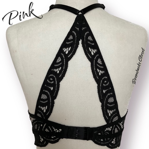 PInk Halter Lace Push up Bra Small - Picture 3 of 16